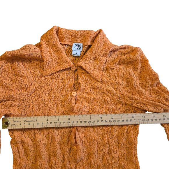 BDG Urban Outfitters Lace Crop Top Small Orange Fairy Grunge Stretchy - Picture 5 of 6